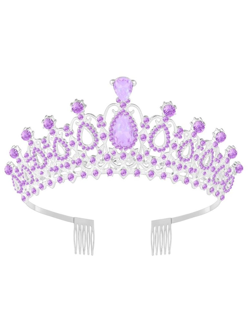 B#-Purple Queen Tiara Crown For Women Bridal Prom Birthday Party Headpiece
